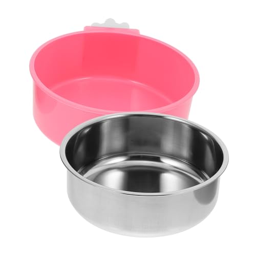 SUPVOX ステンレス製大型犬用吊り下げペットボウル ピンク 大 ケージ固定可能 滑り止め設計で犬 猫用食器 飲みやすく倒れにくい環境 素材
