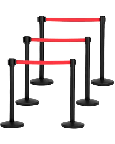 Commercial Retractable Belt Stanchion Set (6 Pack)