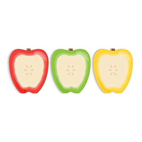 Image of Apple Shaped Sticky Note Pad Assortment / 2 7 /8 inch x 3 1 /4 inch Modern Sticky Notes /Set of Three Teacher Appreciation Sticky Note Pad Designs /Made in USA