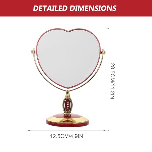 Espejo de Maquillaje de Escritorio en Forma de Corazón Rojo miniatura 2