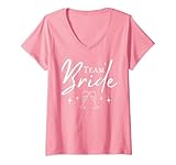 Mujer Team Bride Funny Bachelorette Set para fiesta nupcial, color rosa Camiseta Cuello V