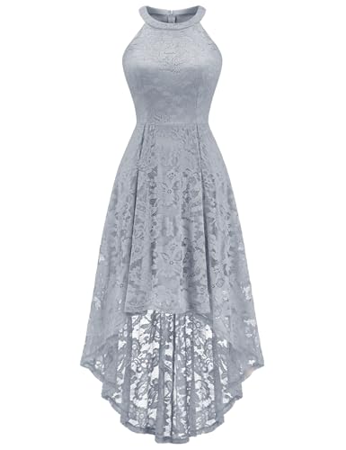 Image of Dressystar Women Halter Lace Wedding Guest Dress Hi-Lo Cocktail Party Bridesmaid Formal Dresses