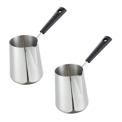 STOBAZA 2Pcs Stainless Steel Melting Pot Milk Butter Pot for Indirect Heating for Cheese Melting Scald Handle Capacity Kitchen Essential