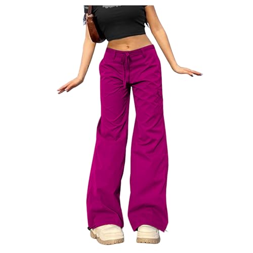 Pantalon large de couleur unie taille basse avec bas de cargaison Dawwoti