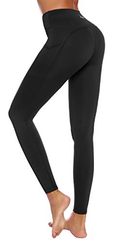 AUU High Waist Yoga Leggings with 2 Pockets, Tummy Control Workout Running 4
