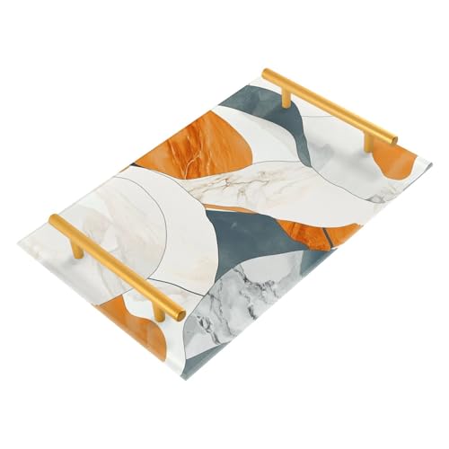 Marble Stones Simple Minimalist Decorative Lunch Tray with Handles Breakfast Serving Tray for Jewelry Perfume for Couch Serving bandeja desayunos sorpresa para cumpleanos