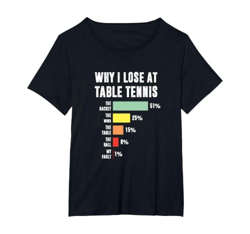 Why I Lose At Table Tennis, Funny Table Tennis Player T-Shirt, Women's Plus, Black, 1X