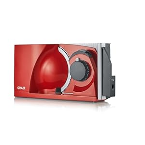 GRAEF MYtiny opvouwbare allessnijder, universele elektrische snijmachine voor de keuken, MT1003, worst, groenten, broodsnijmachine, inklapbaar, rood