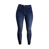 Se puede lavar a máquina. HyPERFORMANCE - Pantalón Breeches de Montar Estilo Vaquero Modelo Lucinda para Mujer señora (61cm) (Azul Marino Vaquero)