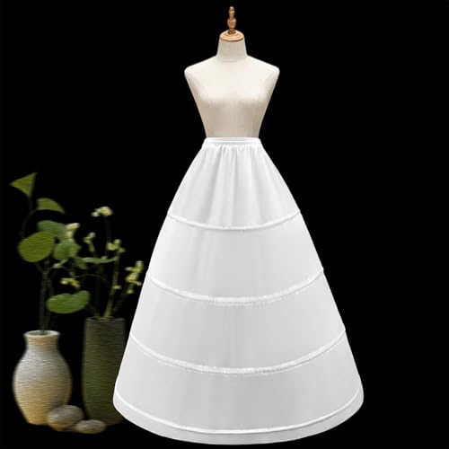 Women's Petticoat 4 Hoop Skirt A Line Crinoline Floor Length Underskirt for Wedding Dress Ball Gown Slips Skirt Bridal Dress Petticoats4