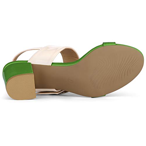 Allegra K Allegra K Women's Slingback Block Green & Beige High Heel Sandals - 6 M US