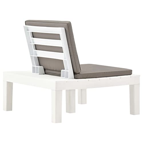 Chaises de jardin en plastique blanc et coussins marron x2
