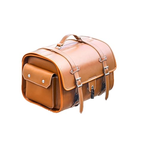 大容量のリアボックスとヘルメット用サイドポケットは取り外し可能で簡単に収納可能 (ブラウン)