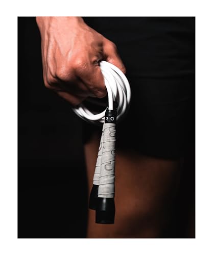 BOXROPE, A Jump Rope Made For Boxing, Tangle-Free, 15% Heavier Than A Normal PVC Rope, Boxer Jump Rope, Adjustable, Includes Grip Tapes For More Grip, Skipping Rope for Boxers, Premium Quality (Grey