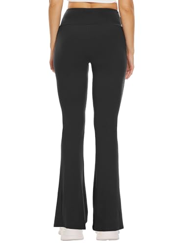Sundwudu Black Flare Yoga Pants for Women - Soft High Waist Bootcut Leggings Tall & Long Bootleg Pants for Women