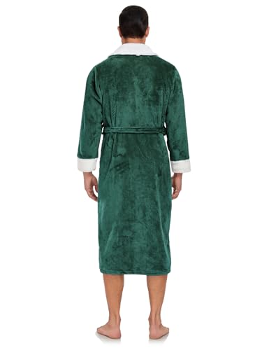 RONGTAI Luxurious Mens Shawl Collar Plush Fleece Bathrobe Cozy Warm Bathrobe Long Robe With Pockets3