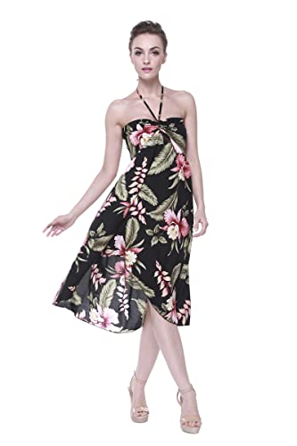 Image of Family Matching Hawaiian Clothes, Black Rafelsia | Lightweight 100% rayon • Family matching outfits • Beach vacations • Luaus • Cruises • Family photos