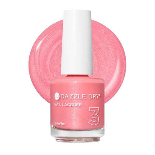 Dazzle Dry Nail Lacquer (Step 3) - Cherry Blossom - A calming blush pink with a subtle multicolored shimmer effect. Semi-sheer shimmer. (0.5 fl oz)