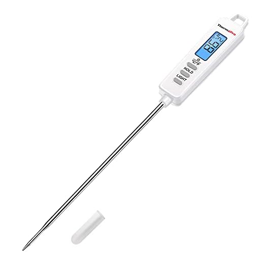 ThermoPro TP01SW Thermometre Cuisine à Lecture Instantané avec Longue Sonde de Cuisson Thermometre Patisserie Numérique pour Boissons Chaudes Termometre Cuison avec Écran LCD avec Rétroéclairage