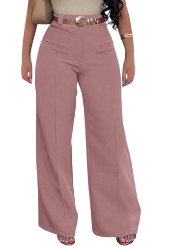 Ecirod Women Straight Leg High Waisted Pants Wide Leg Trousers Casual Business Slacks Office Work Dressy Pants
