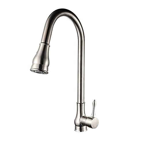 Grifo rociador extraíble monomando con caño giratorio de latón cromado para cocina