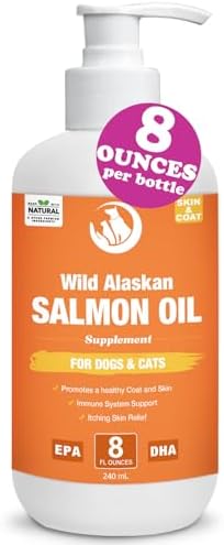 Wild Salmon Oil for Dogs & Cats 8oz Omega 3 Fish Oil Skin & Coat ...