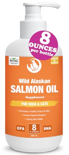 Wild Salmon Oil for Dogs & Cats 8oz Omega 3 Fish Oil Skin & Coat Supplement Pure Fish Omega 3 6 9...