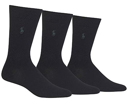 Polo Ralph Lauren Men's Flat-Knit Dress Socks, 3-Pack - Black, One Size