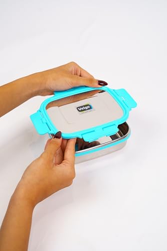 Image of Personalized Tiffin | Customized Lunch Box with Lids | Personalized Stainless Steel Tiffin Box | Your Child's Name and Favourite Character Engraved | for School Students (Blue)