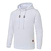 JustSun Mens Hoodies Pullover Men's Sweatshirts Casual Classic Hoody Long Sleeve Jacquard Hooded Sweatshirts White 2XL #2