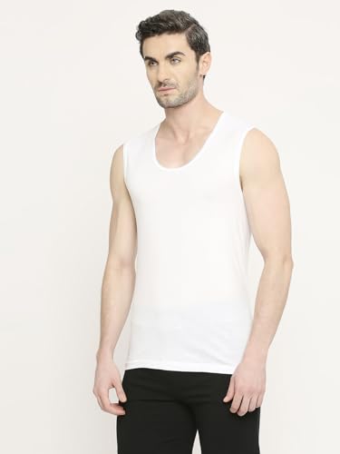 Image of VIP FAB 100% Cotton Round Neck Sleeveless Broad Shoulder Vest Combo Set for Mens, White