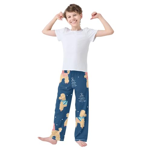 ZZXXB Poodle Pine Tree Boys Long Pants Soft Trousers Elastic Waist Kids Lounge Bottoms with Pockets S-XL3