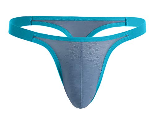 Arciton Men's Low Rise Bulge Thong Underwear Sexy Stars Printed T-Back Mens Underwear X-Large (Waist: 34"- 36") Light Blue-2 #TOP1