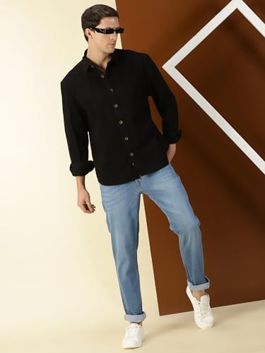 Image of Thomas Scott Men's | Solid | Full Sleeve | Loose Fit | 100% Cotton | Single Pocket | Spread Collar | Casual Shirt