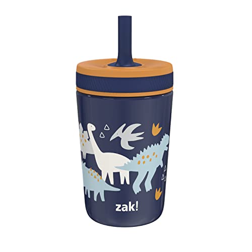 Zak Designs Kelso Trinkbecher für Kleinkinder für Reisen oder zu Hause, 340 ml, vakuumisolierte Edelstahl-Schnabeltasse mit auslaufsicherem Design, perfekt für Kinder (Zaksaurus)