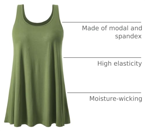 Image of Air Curvey Tank Tops for Women Build in Bra Casual Flowy Tank Pleated Loose Fit S-XXXXL