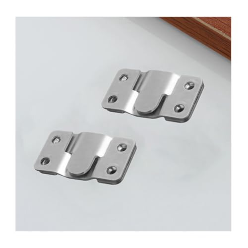 Image of 4Pairs(8Pcs) 53 x 30mm Flush Mount Bracket Stainless Steel Heavy Duty Hanging Picture Frame Hooks Z Clip Interlocking Hang Buckle for Pictures Mirrors Frames(Silver)