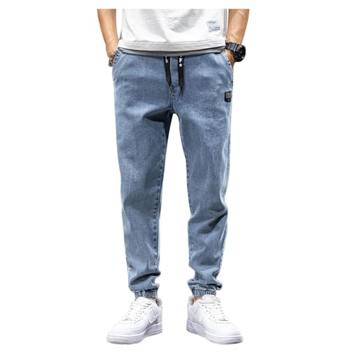 Übergröße Jeanshose - Herren Baggy Jeans Dehnbare Loose Fit-Jeans Hose Männer Hohe Taille Stretch Straight Jeans Hose Stonewashed Denim Lange Jeanshose Freizeithose Jogginghose Cargohosen (A,6XL)