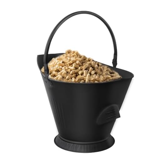 Pellet Bucket - 3.2 Gallon Metal Container - Heat-Resistant Steel Bin for Hot Ash Pellets Firewood - Convenient Ash Disposal with Handle