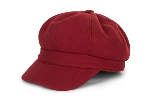 NociHah Kids-Wool-Newsboy-Caps-Flat-Hat Herringbone Boy Girl Cabbie Hats Infant Toddler Child Beret Hat Red