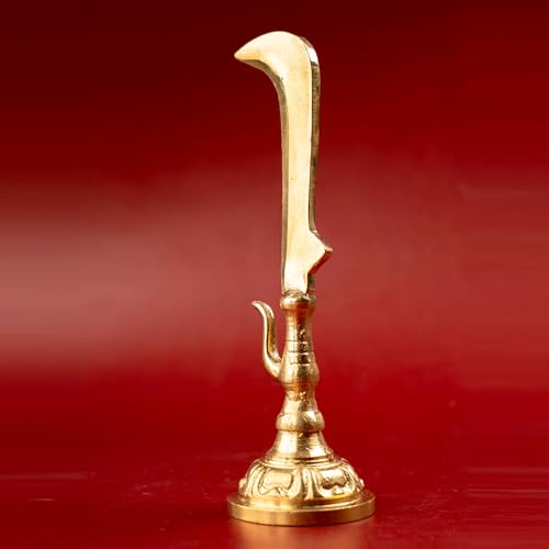 Image of anciently Karuppasamy Aruval Brass Idol for Pooja Room & Home Decor, Brass, Gold Colour, 1 No