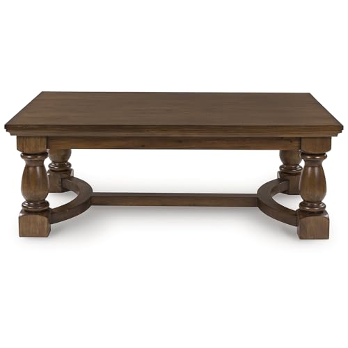 Image of Signature Design by Ashley Sturlayne Transitional Coffee Table with Trestle Base, Dark Brown