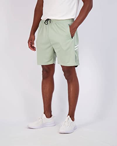 Image of Real Essentials 4 Pack: Men's 7 inch Athletic Running Quick Dry Mesh Shorts with Zipper Pockets (Available in Big & Tall)