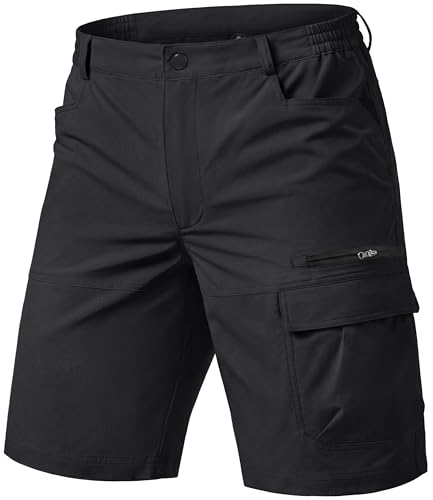 TACVASEN Cargo Shorts Men Quick Dry Lightweight Work Hiking Shorts with Pockets for Walking Casual Outdoor Golf Travel Summer Black 36