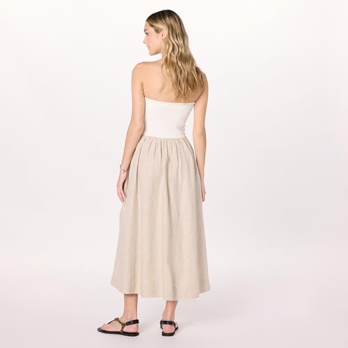 Image of The Drop Womens Hellen Strapless Mixed Media Maxi Dress
