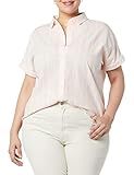 camisa rayas mujer c&a Ajuste cómodo y fluido Goodthreads Camisa de Manga Corta y Algodón Lavada Mujer, Rosa/Marfil, Rayas Verticales, XL