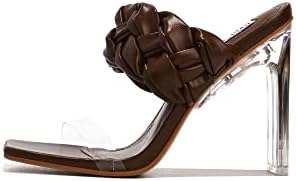 Cape Robbin Zimmer Chunky Block High Heels for Women, Transparent Booties for Women with Square Open Toe - Bronze Size 8 | Image 2