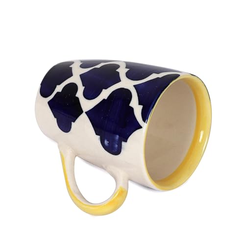 Image of QIMACPLUS Premium Elegant White and Blue Print Design Ceramic Coffee, Tea, Milk Mugs | Ideal Gift for Birthdays, Valentine's Day, Anniversaries, Festivals | Set of 2 Mugs