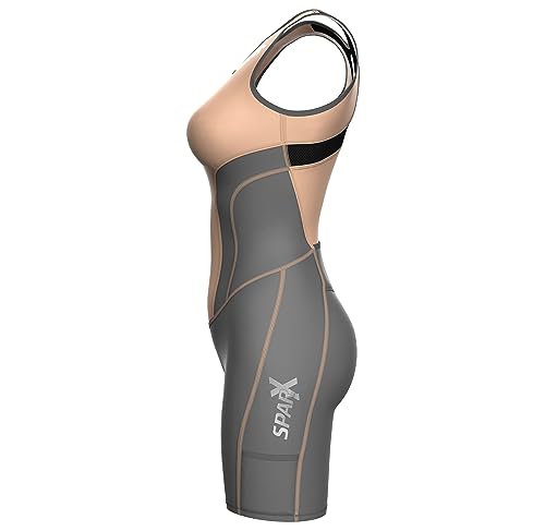 Sparx Women Triathlon Suit Tri Short Racing Cycling Swim Run (2XL, Gray/Peach)