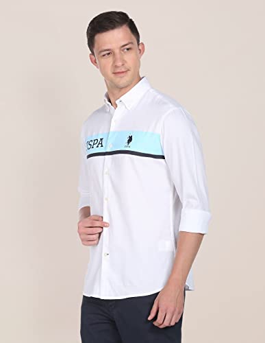 Image of U.S. Polo ASSN. Brand Printed Tailored Fit Shirt for Men - 100% Cotton, Breathable & Comfortable, Full Sleeves Casual Shirt for Men